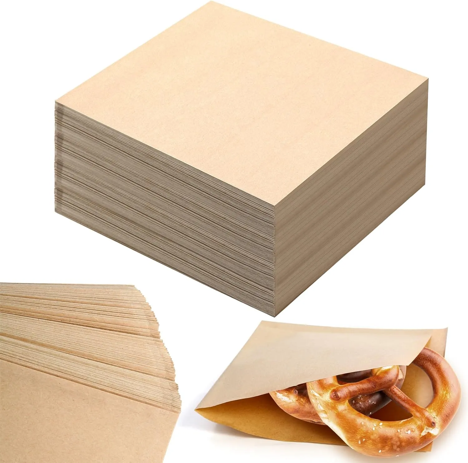 500 Pcs Pretzel Bags 7” x 7” Soft Pretzel Bags Pretzels Individual Bags Pretzel Bags Deli for Stands Double Open Snack Bags for Food Snack Cookie Pretzel Packaging(500, 7 * 7inch)