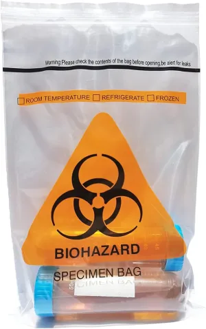 500pcs 6x9.8in/15x25cm Biohazard Specimen Bags, Laboratory Sample Bag with Biohazard Logo Printing, Ziplock Top with Outside Pocket Paperwork Pouch