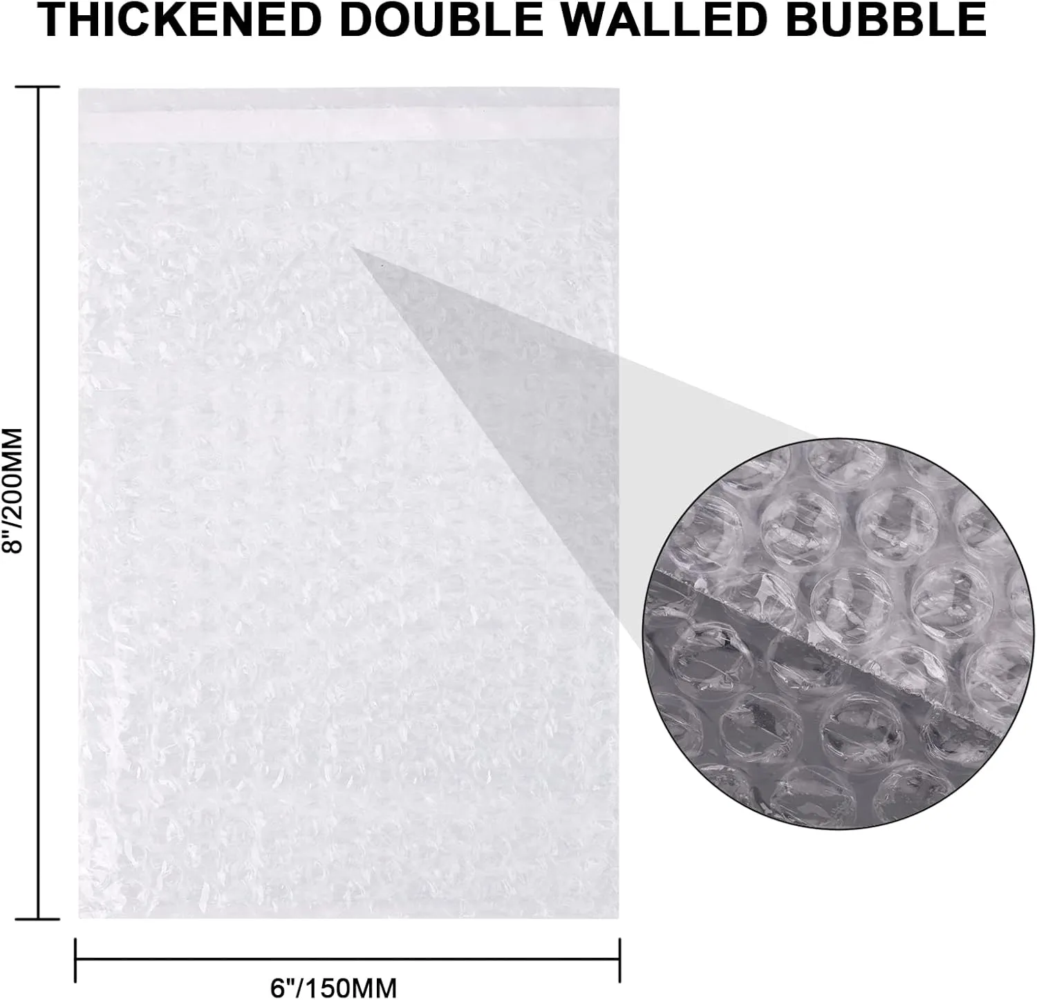 50Pack Self-Seal Bubble Out Bag Pouches 6 x 8 Inch Small Bubble Pouches Bags, Double Walled Bubble Cushioning Bags, Self-Sealing Protective Wrap Cushioning Bags for Shipping, Packing, Moving
