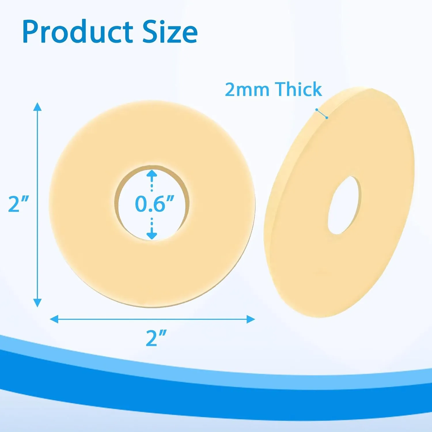 50Pcs 2mm Moldable Ostomy Barrier Rings - Medical Grade Hydrocolloid Adhesive, Waterproof Leak for Better Seal - Idea for Colostomy Stoma Bags