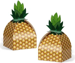50pcs Pineapple Favor Boxes 3D Large Pineapple Party Favors Bags for Hawaiian Luau Pineapple Theme Party Decorations Summer Tropical Party Supplies