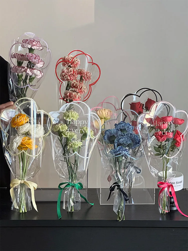 50pcs Transparent Flower Shaped Bouquet Bags