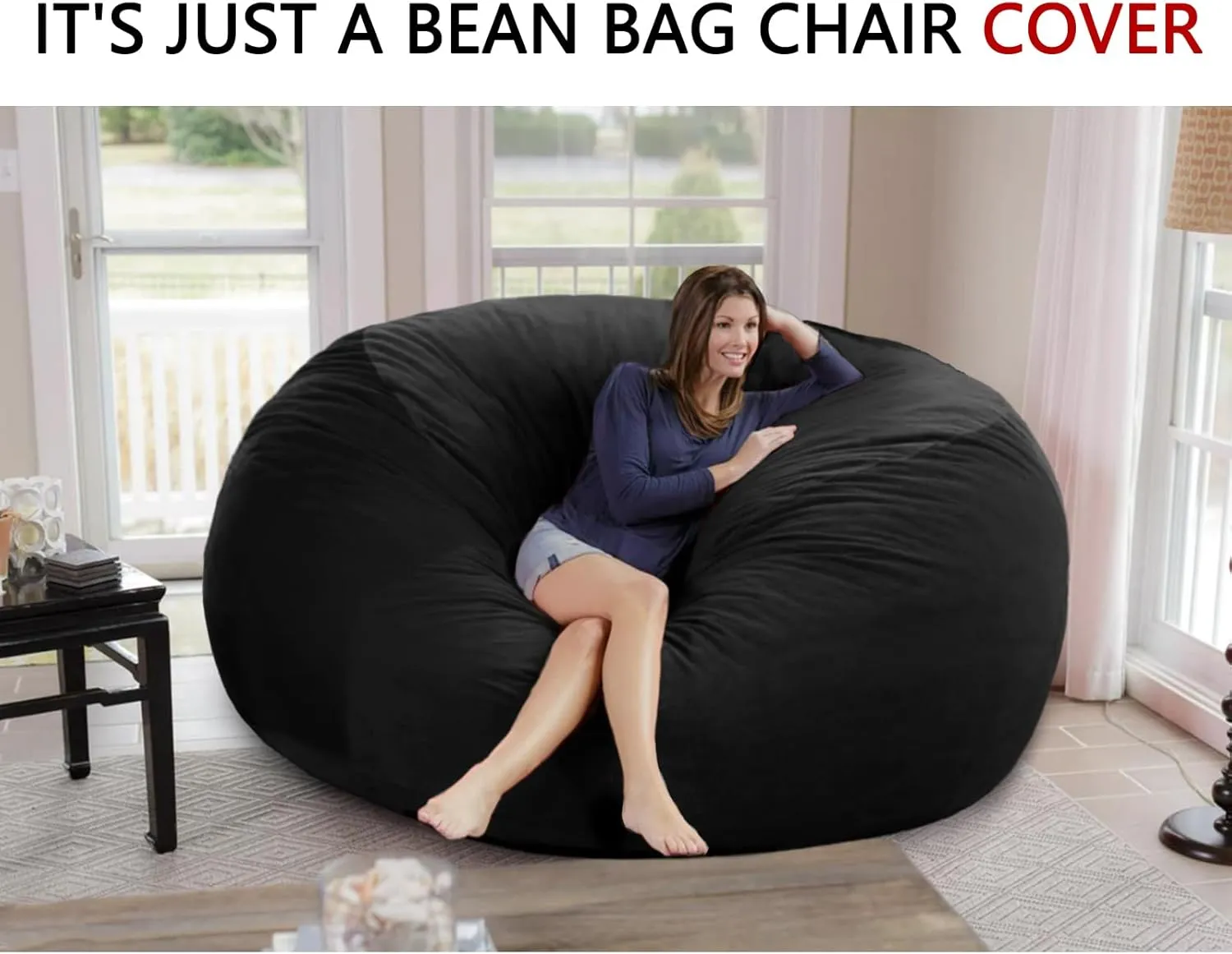 5FT Large Bean Bag Chair Cover - Soft Fluffy Dutch Velvet Bean Bag Bed (No Filling, Cover Only), Comfy 5FT Bean Bag Cover, Oversized Lazy Sofa Cover