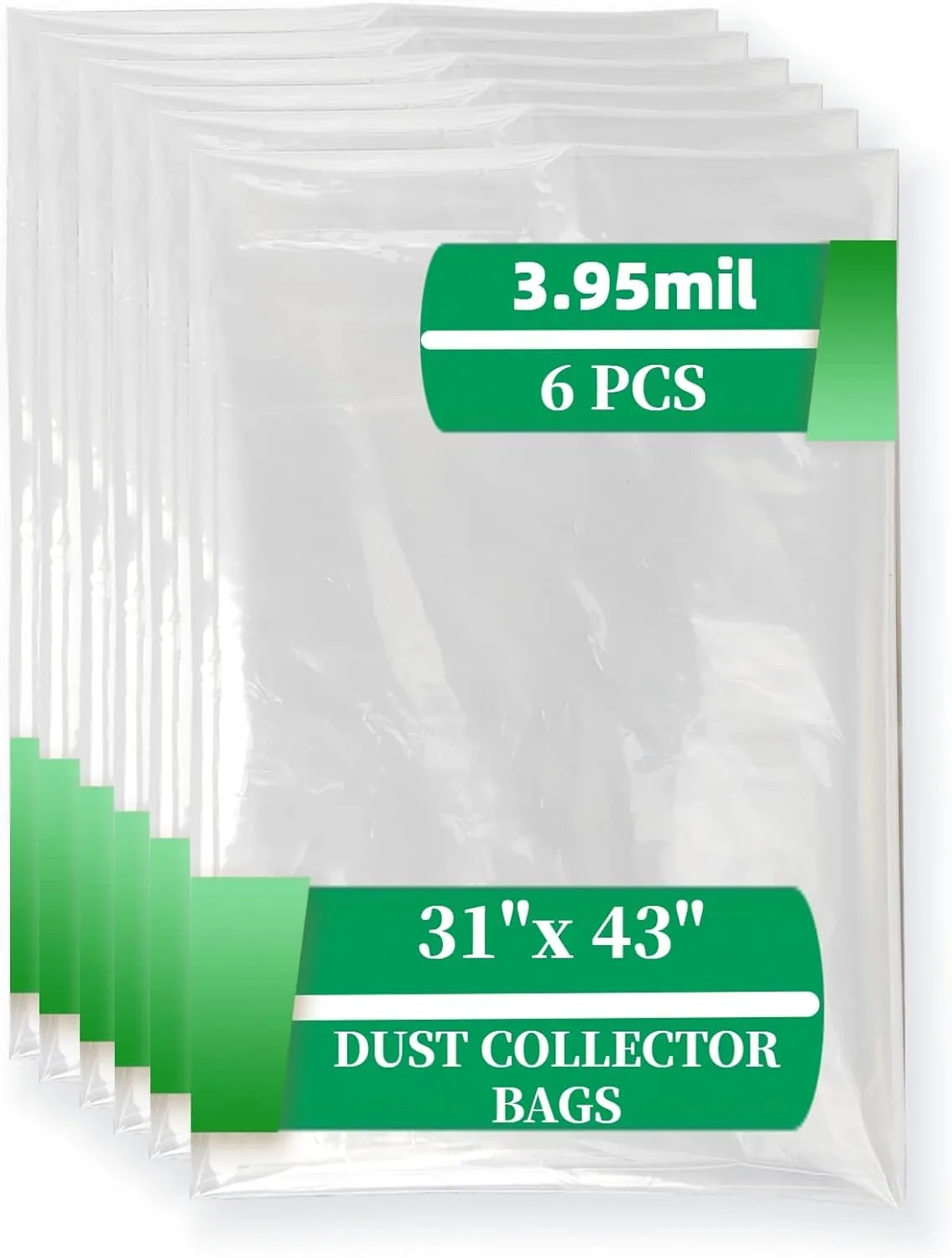 6 Pack Dust Collector Bags Plastic Lower Collection Bag for 19.5" Central Machinery 70 Gallon Dust Collectors 31” x 43”