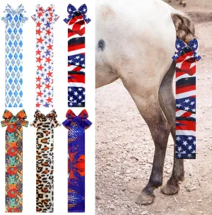 6 Pcs Horse Tail Bag Breathable Guard Slip on Horse Tail Wrap 2 Strand Closure Straps Grooming Supplies to Keep from Dirt Breakage Rubbing 6 Designs(Aesthetic Style)
