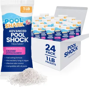 68% Calcium Hypochlorite Pool Shock for Swimming Pools - 24 Pack Chlorine Granules - Swimming Pool Shock 1 lb Bags - Pool Chlorine for Inground and Above Ground Pool Treatment (24 x 1 lbs)