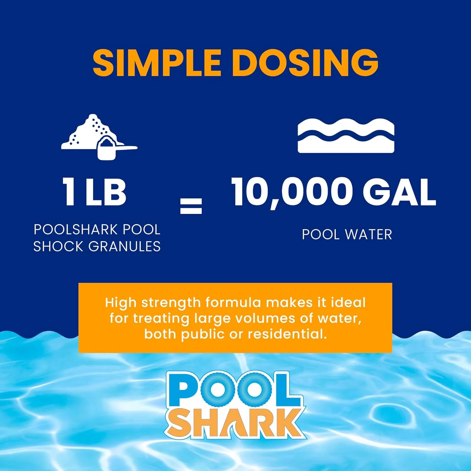 68% Calcium Hypochlorite Pool Shock for Swimming Pools - 24 Pack Chlorine Granules - Swimming Pool Shock 1 lb Bags - Pool Chlorine for Inground and Above Ground Pool Treatment (24 x 1 lbs)