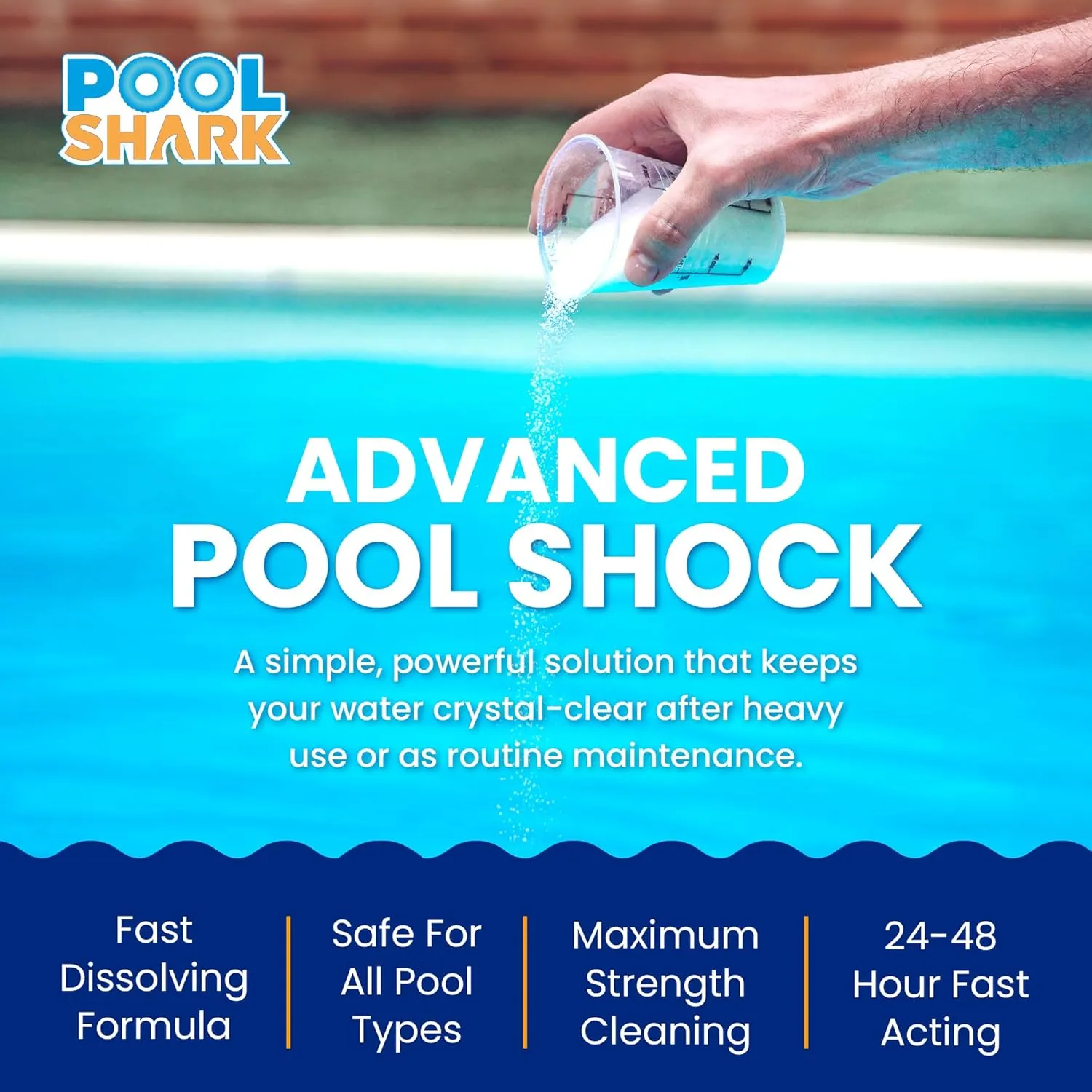 68% Calcium Hypochlorite Pool Shock for Swimming Pools - 24 Pack Chlorine Granules - Swimming Pool Shock 1 lb Bags - Pool Chlorine for Inground and Above Ground Pool Treatment (24 x 1 lbs)