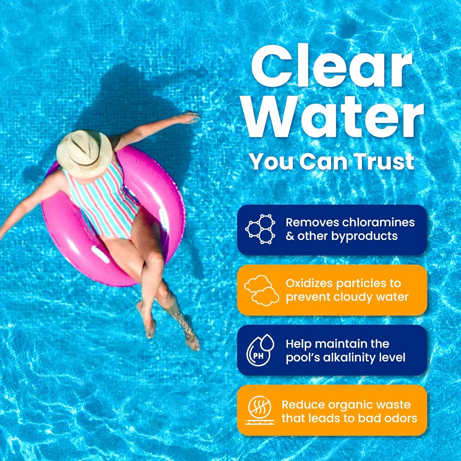 68% Calcium Hypochlorite Pool Shock for Swimming Pools - 24 Pack Chlorine Granules - Swimming Pool Shock 1 lb Bags - Pool Chlorine for Inground and Above Ground Pool Treatment (24 x 1 lbs)
