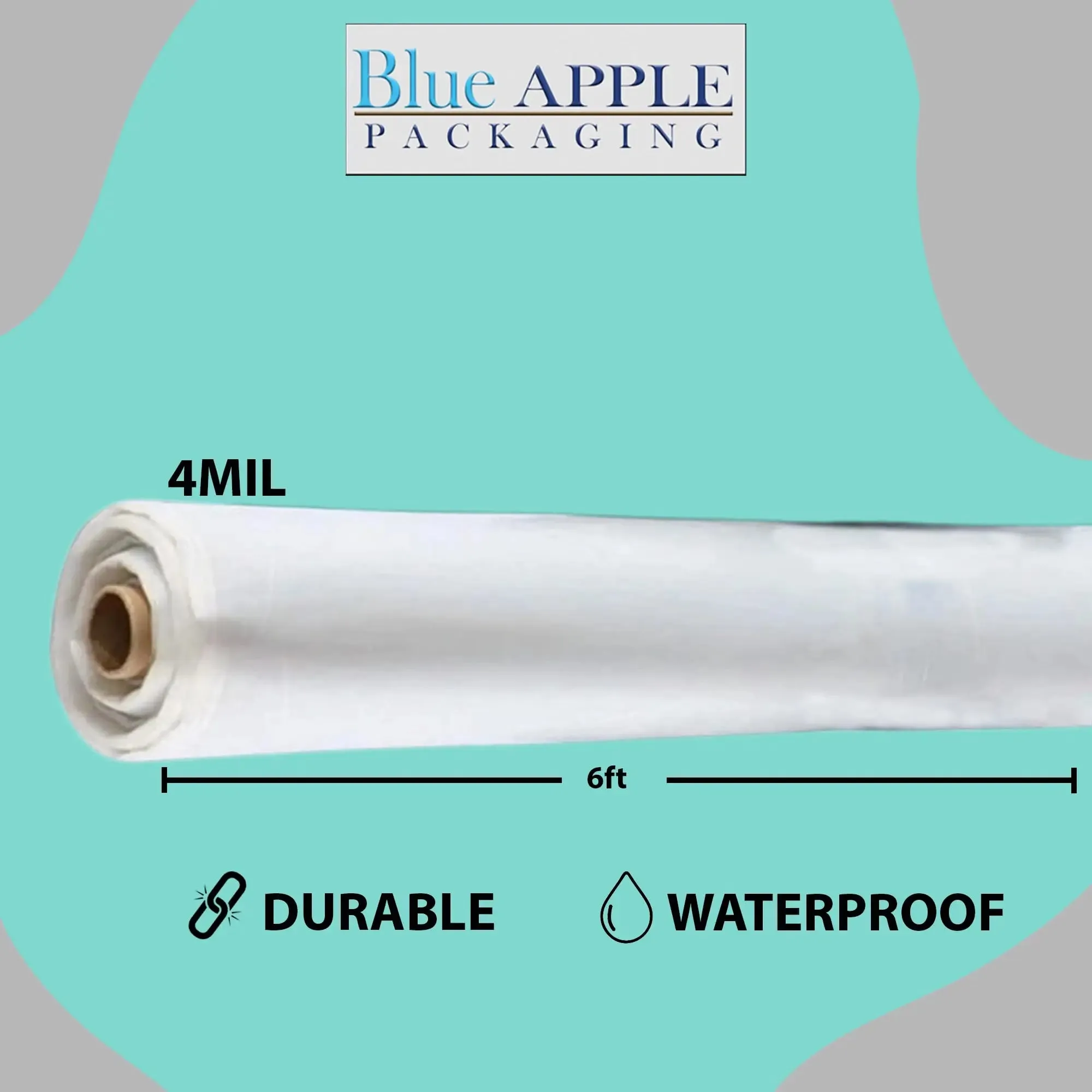 6ftX100ft Clear Poly Tarp 4 Mil Low Density LDPE 1 Roll