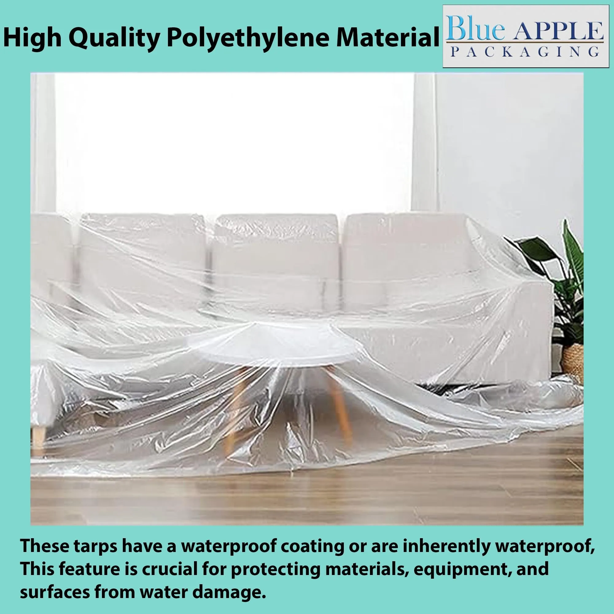 6ftX100ft Clear Poly Tarp 4 Mil Low Density LDPE 1 Roll
