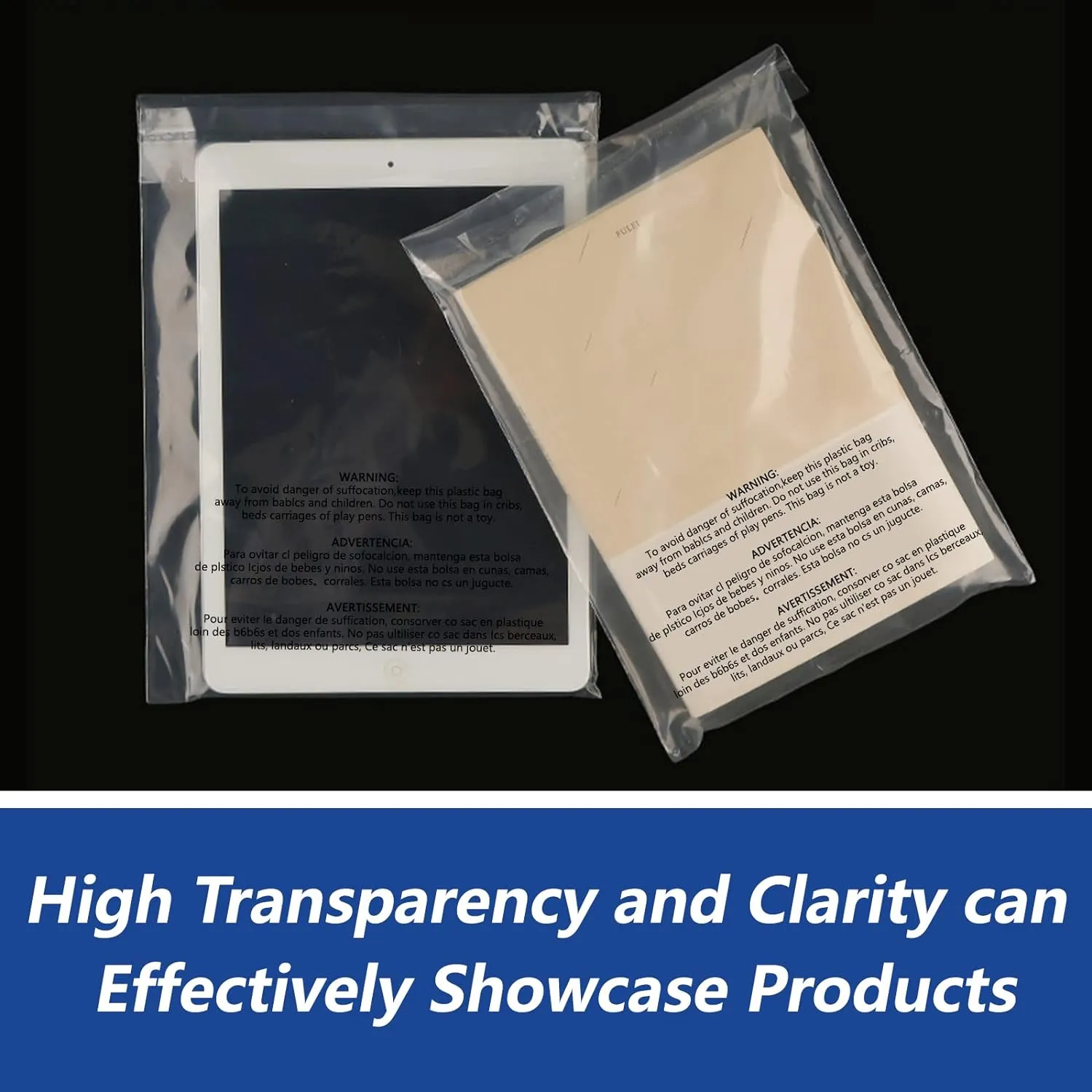 6" x 9" (500 Count) Self Seal Clear Poly Bags with Suffocation Warning for Packaging, Shipping, Clothing, Shirts & FBA - Resealable Adhesive