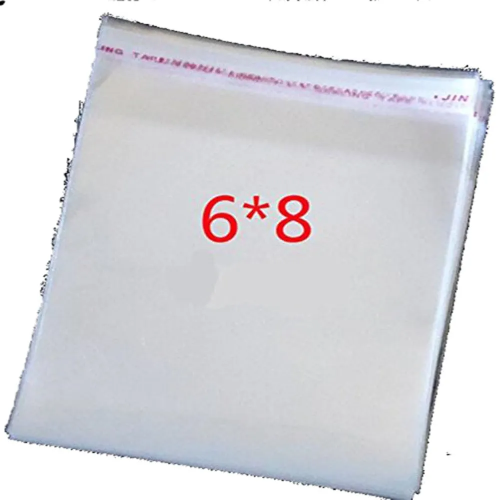 6X8 Inches: Transparent Plastic Packing Bags Adhesive Plastic Poly Bag
