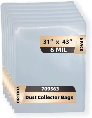 709563 Upgraded Dust Collection Bag Heavy Duty Clear Dust Collector Replacement Bags for JET Dust Collection DC-1100VX DC-1200VX 19.5" Woodworking Dust Collector Bag Lower 6 pack