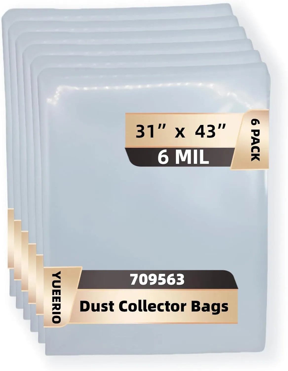 709563 Upgraded Dust Collection Bag Heavy Duty Clear Dust Collector Replacement Bags for JET Dust Collection DC-1100VX DC-1200VX 19.5" Woodworking Dust Collector Bag Lower 6 pack