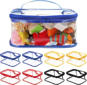 8 Pcs Clear Toy Storage Bag - 9.1 x 6.7 x 3.9 Inch, Waterproof Transparent PVC Toy Organizer Bags with Zipper for Bricks, Board Games, Building Blocks, Puzzles