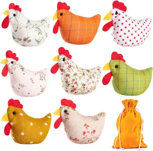 8PCS Chicken Bean Bags Toss for Kids, Nylon Cornhole Bean Bags for Tossing with 1 Carry Bag, Hen Bean Bags for Cornhole Toss Game Set, Party Favor, Carnival Game, Outdoor Toys Supplies