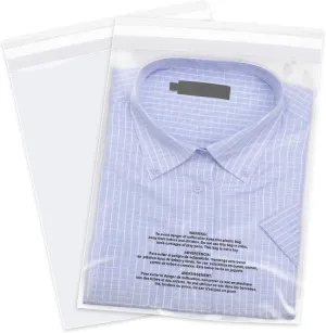 8" x 10" (500 Count) - Clear Poly Bags with Suffocation Warning Self Seal for Packaging, Shirts, Clothing & FBA - Permanent Adhesive