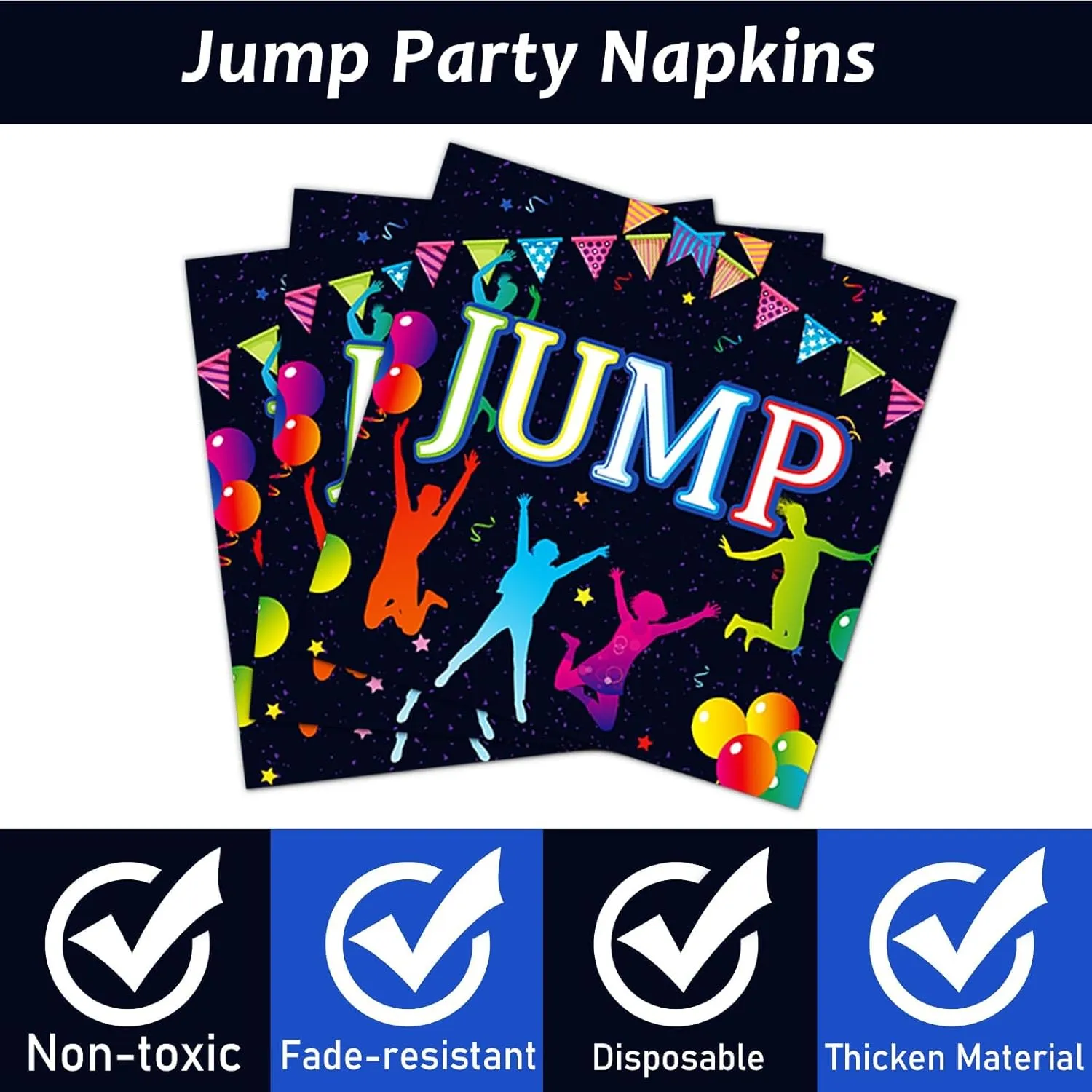 96Pcs Jump Party Supplies Lets Jump Paper Plates Napkins Trampoline Party Decorations Jumping Theme Birthday Dinnerware Party Favor Baby Shower Tableware Serves 24