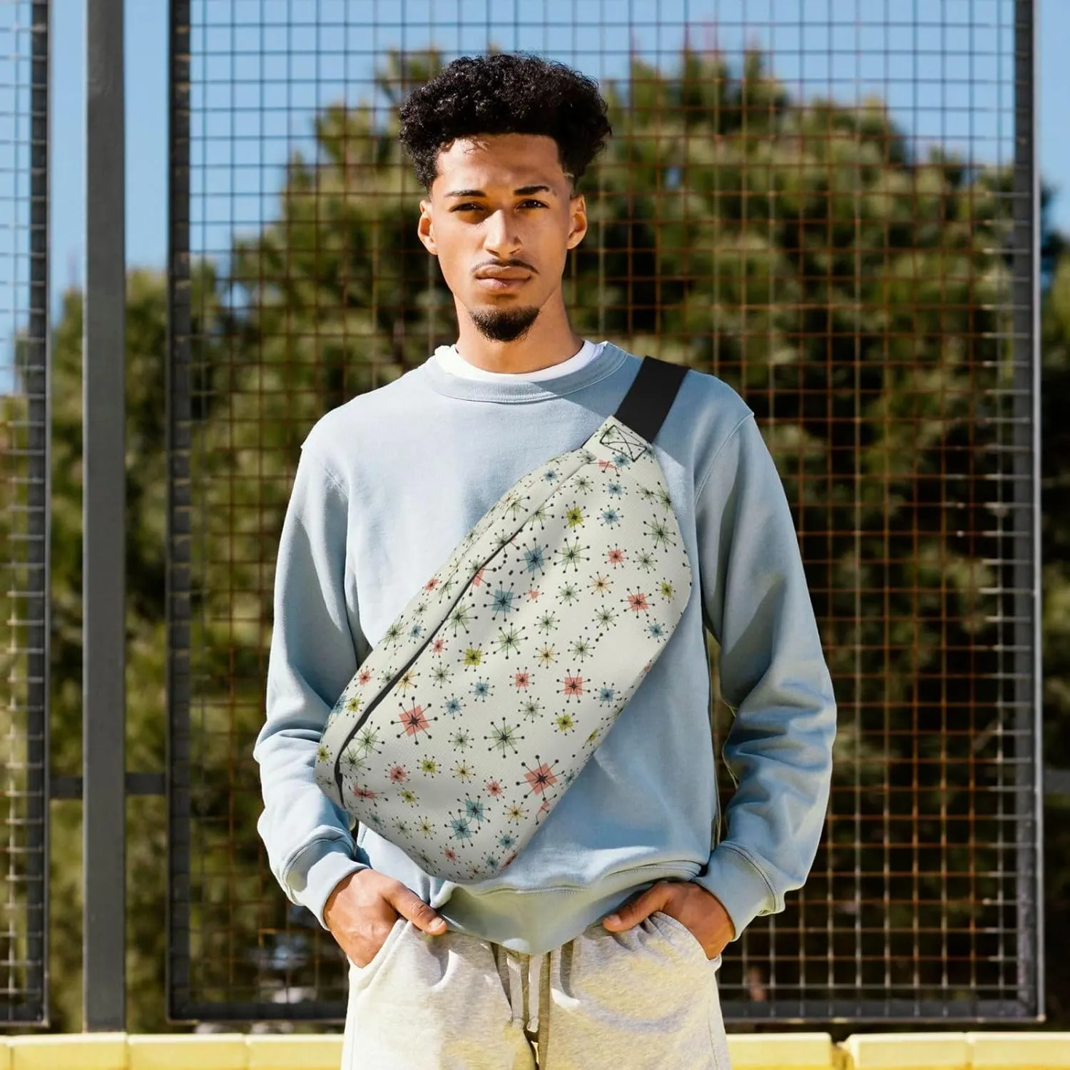Absctract Geometric Pattern Space Multi-Purpose Fanny Pack and Crossbody Bag - High Capacity with Zipper Pockets, Ideal for Men and Women