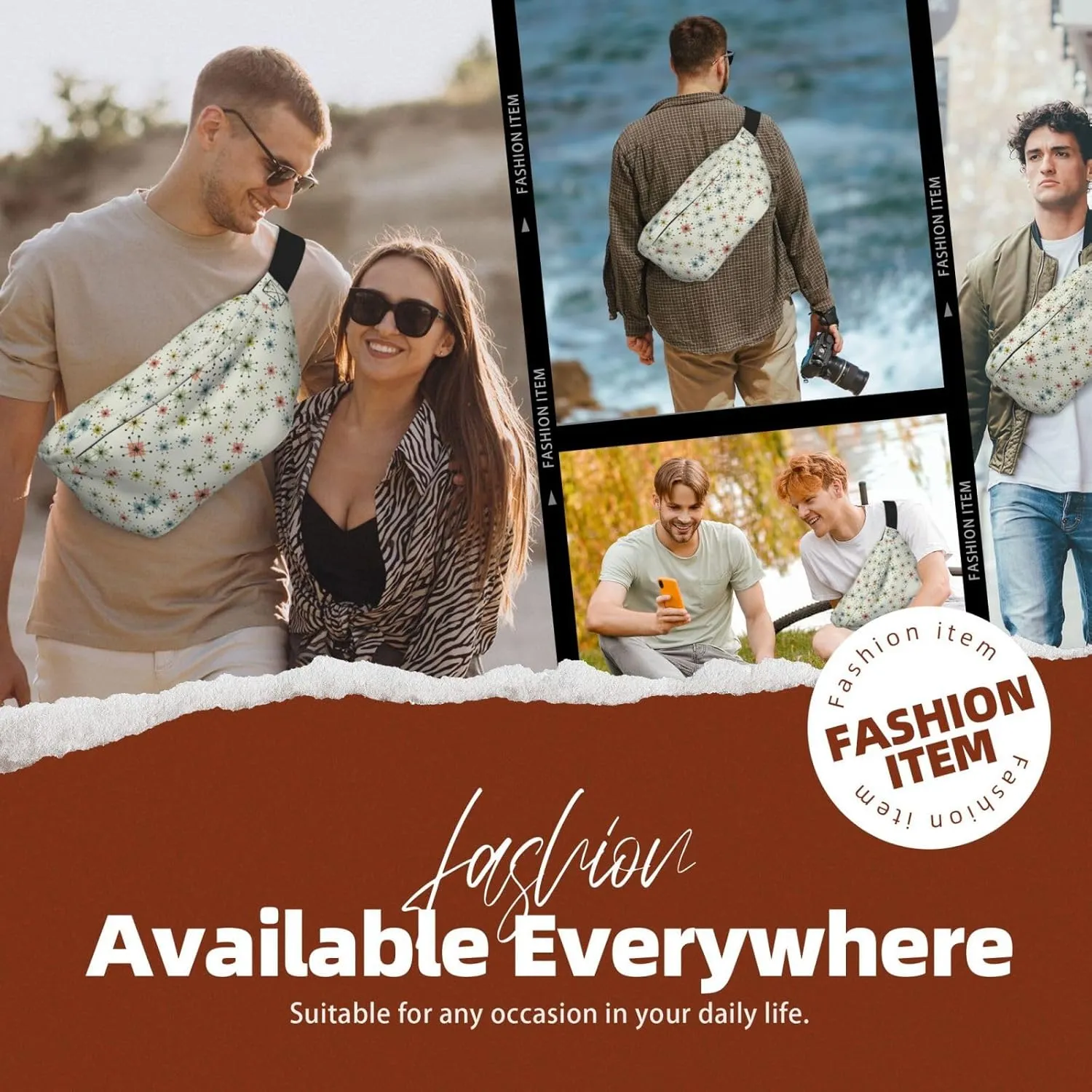 Absctract Geometric Pattern Space Multi-Purpose Fanny Pack and Crossbody Bag - High Capacity with Zipper Pockets, Ideal for Men and Women