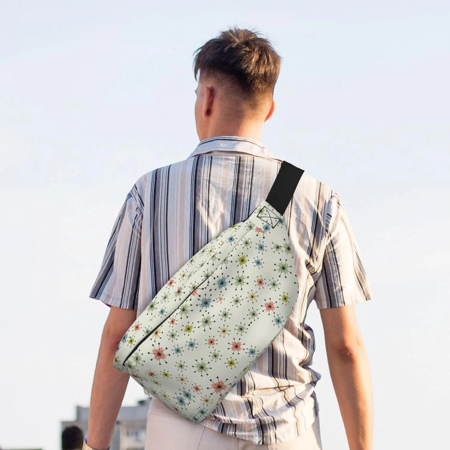 Absctract Geometric Pattern Space Multi-Purpose Fanny Pack and Crossbody Bag - High Capacity with Zipper Pockets, Ideal for Men and Women