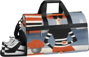 Abstract Art Gym Duffle Bag for Women,Waterproof Sports Geometric Woman Duffle Bags Travel Weekender Bags for Men Women Overnight Bag with Shoes Compartment