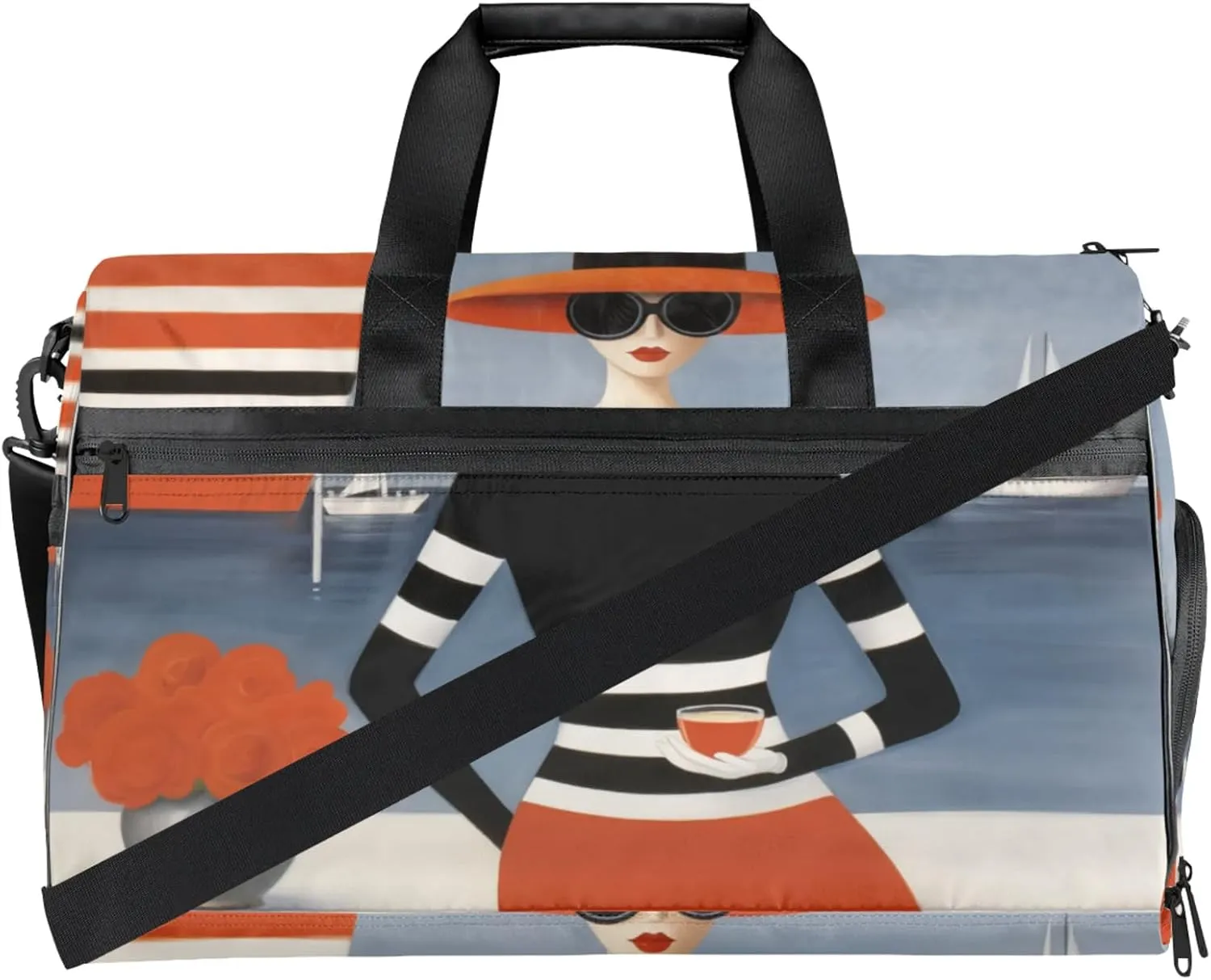 Abstract Art Gym Duffle Bag for Women,Waterproof Sports Geometric Woman Duffle Bags Travel Weekender Bags for Men Women Overnight Bag with Shoes Compartment