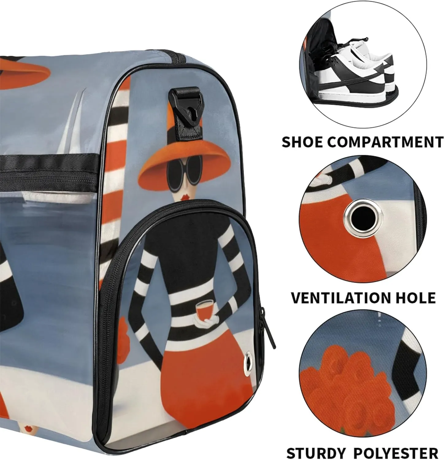 Abstract Art Gym Duffle Bag for Women,Waterproof Sports Geometric Woman Duffle Bags Travel Weekender Bags for Men Women Overnight Bag with Shoes Compartment
