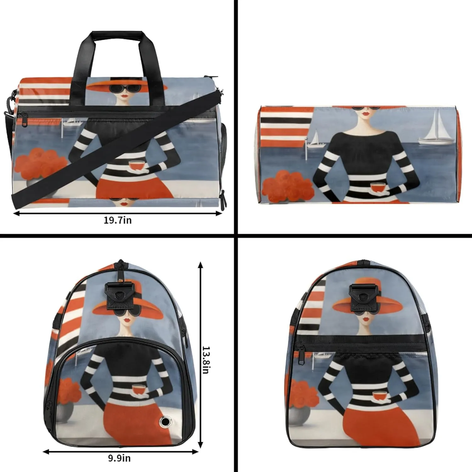 Abstract Art Gym Duffle Bag for Women,Waterproof Sports Geometric Woman Duffle Bags Travel Weekender Bags for Men Women Overnight Bag with Shoes Compartment