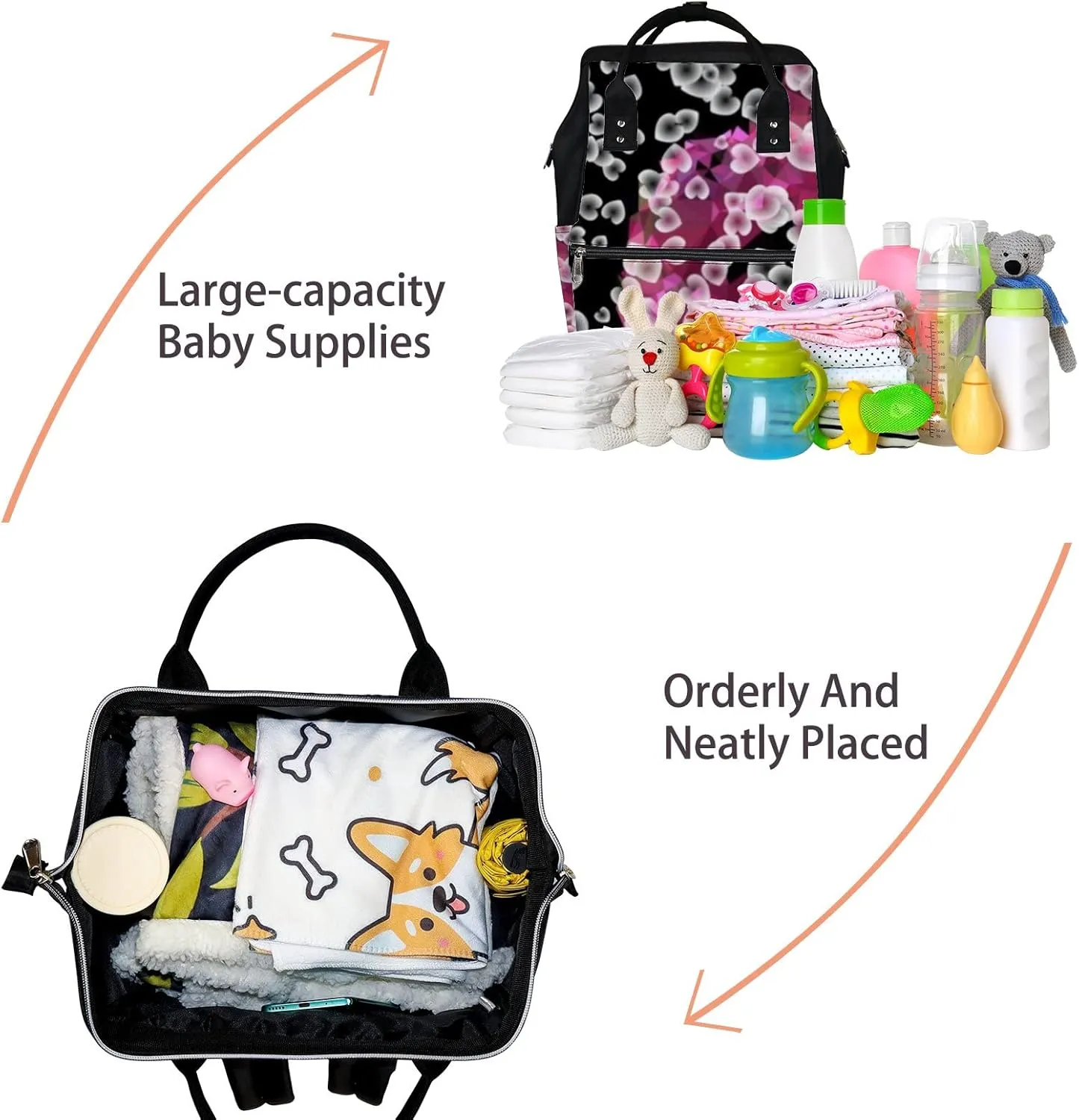 Abstract Background Geometric Elements Vector Clip Diaper Bag Backpack, waterproof backpack Baby Nappy Changing Bags Laptop Backpack for Travel, Large Capacity, Durable and Stylish for Woman and Men.