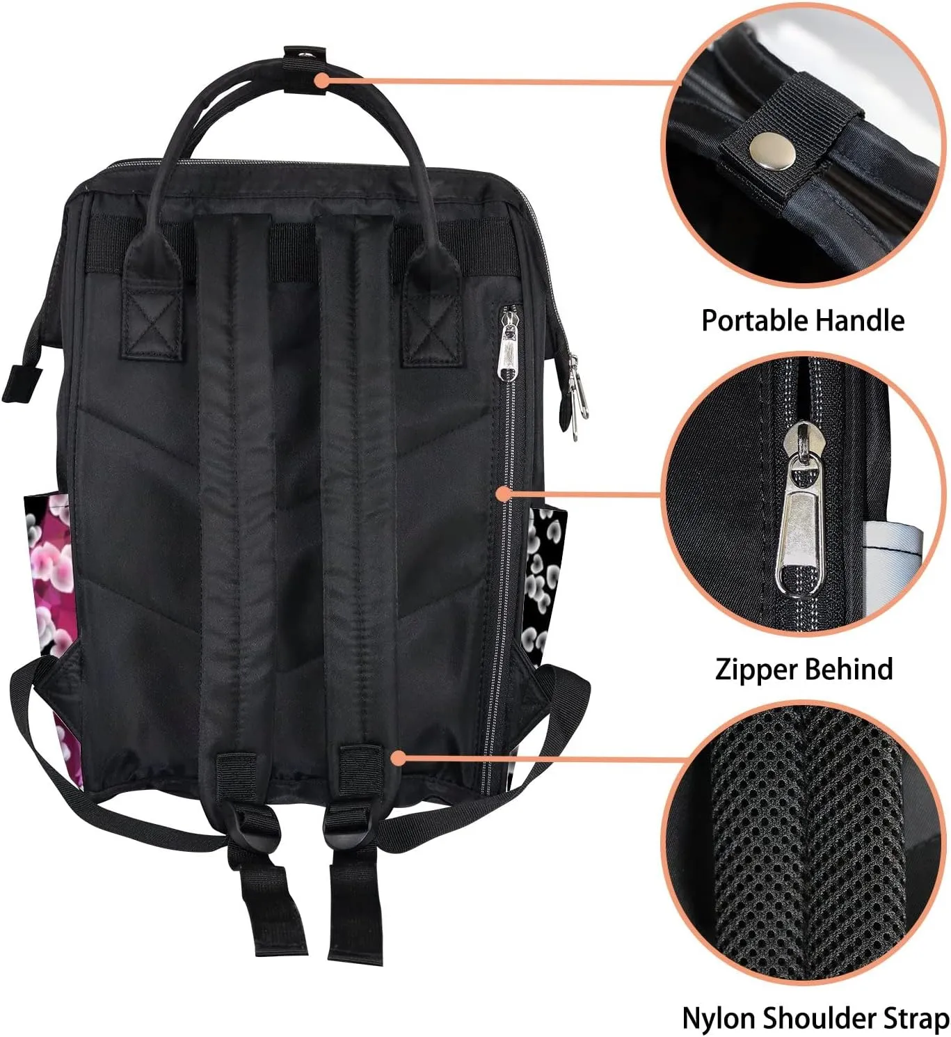 Abstract Background Geometric Elements Vector Clip Diaper Bag Backpack, waterproof backpack Baby Nappy Changing Bags Laptop Backpack for Travel, Large Capacity, Durable and Stylish for Woman and Men.