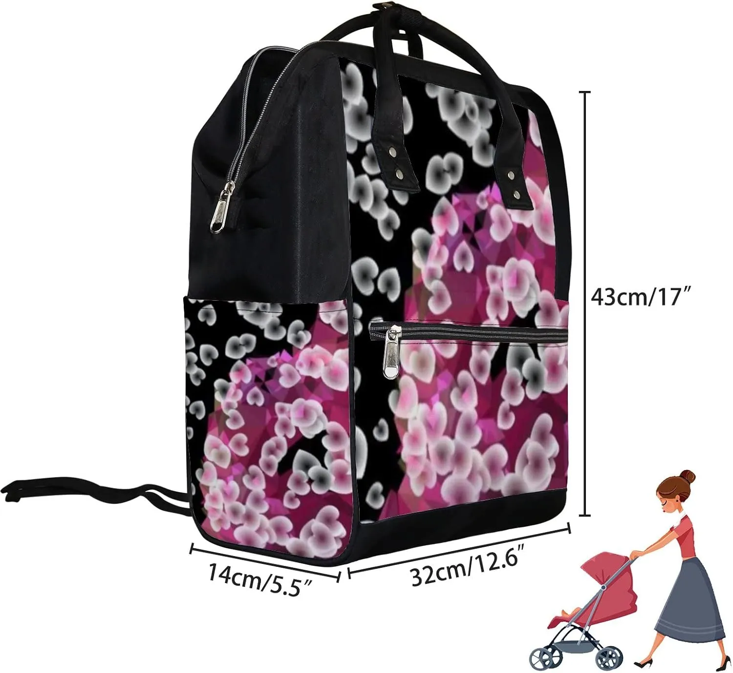 Abstract Background Geometric Elements Vector Clip Diaper Bag Backpack, waterproof backpack Baby Nappy Changing Bags Laptop Backpack for Travel, Large Capacity, Durable and Stylish for Woman and Men.