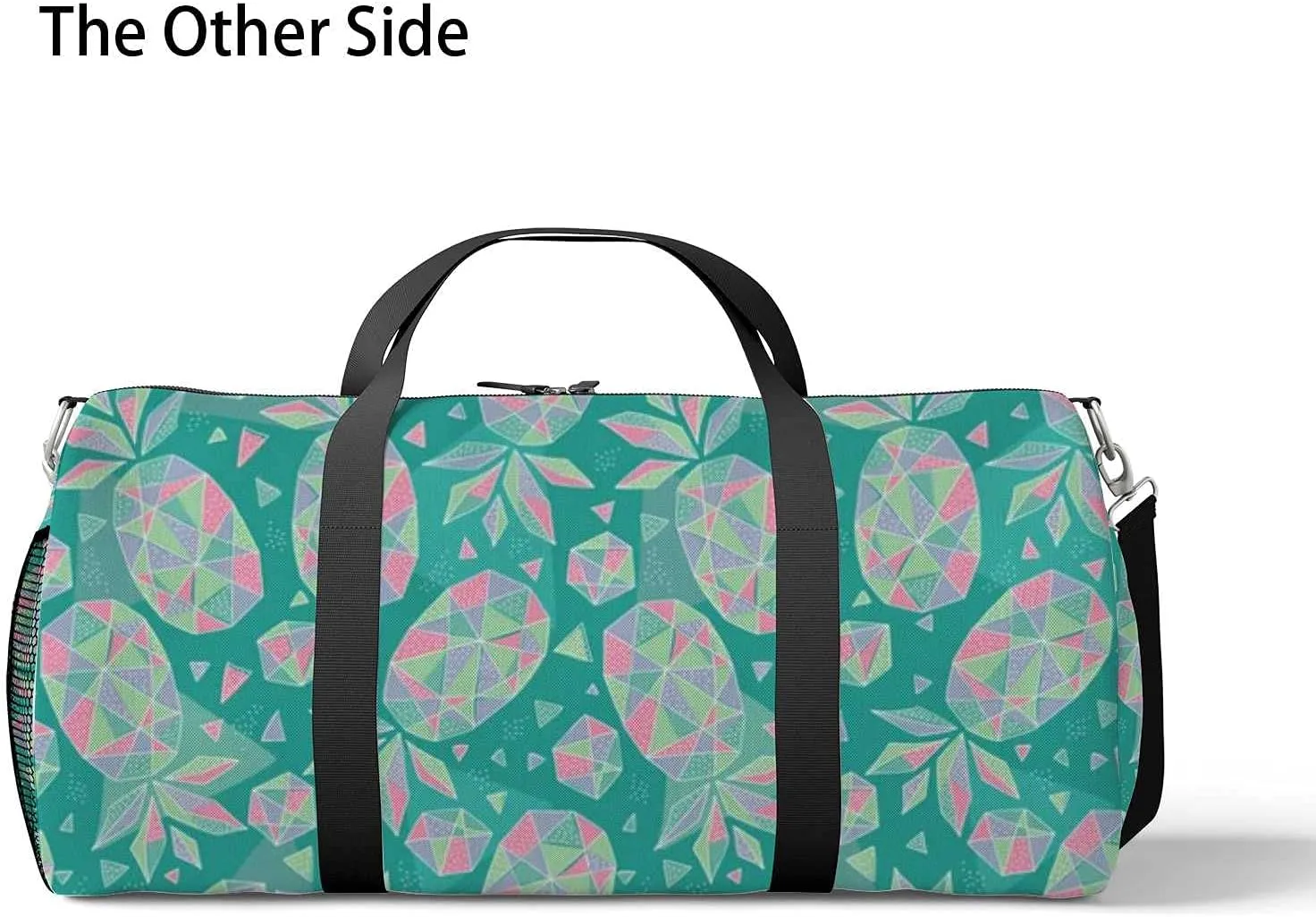 Abstract Geometric Pineapples Sports Duffel Bag Travel Gym Tote Bags Lightweight Durable Shoulder Strap Waterproof Polyester Outside Mesh Pocket Overnight Trip Duffel Bag for Women Men