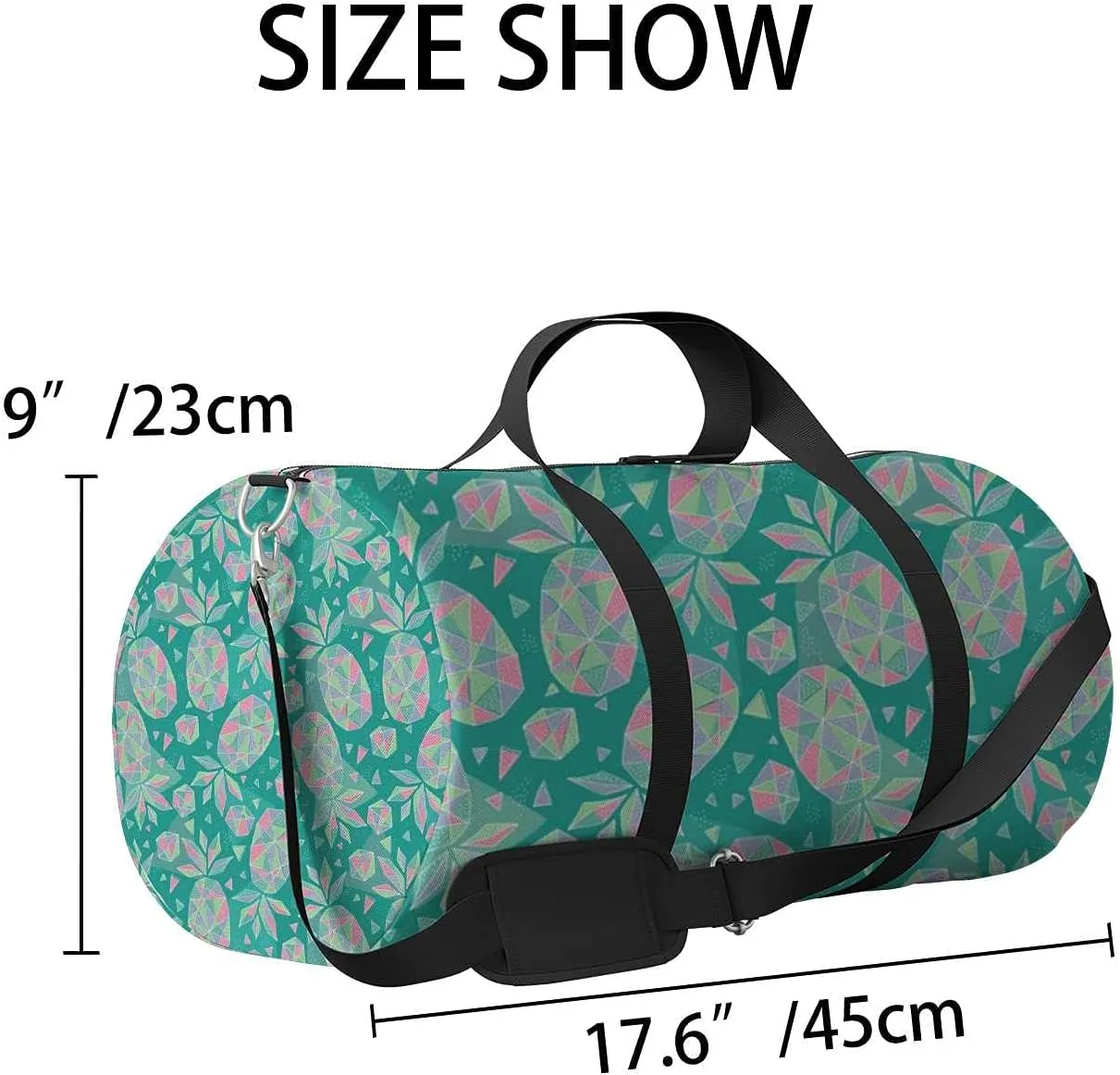 Abstract Geometric Pineapples Sports Duffel Bag Travel Gym Tote Bags Lightweight Durable Shoulder Strap Waterproof Polyester Outside Mesh Pocket Overnight Trip Duffel Bag for Women Men