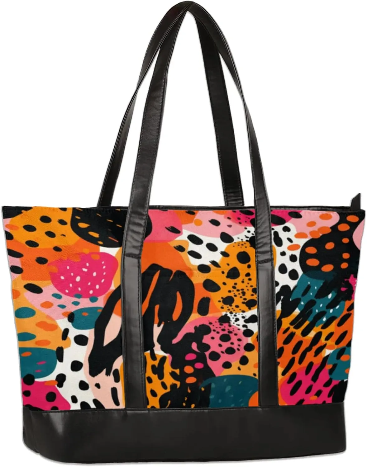 Abstract Geometric Watercolour Laptop Tote Bag for Women Lightweight Work Purse with Multiple Compartments Fits 13-15.6 Inch Laptop Tablet Shoulder Bag for Office Travel Daily Use