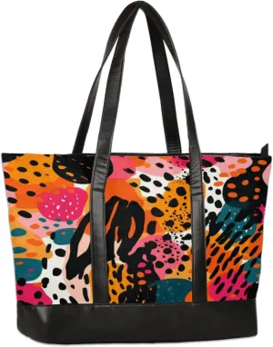 Abstract Geometric Watercolour Laptop Tote Bag for Women Lightweight Work Purse with Multiple Compartments Fits 13-15.6 Inch Laptop Tablet Shoulder Bag for Office Travel Daily Use