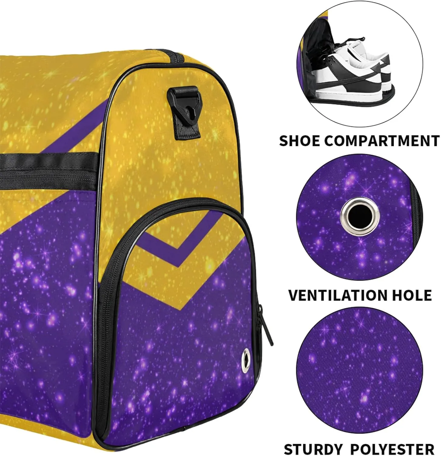 Abstract Gym Bag for Womens Mens with Shoes Compartment, Geometric Patterns Duffle Bag for Airplane Sport Gym Tote Bags Yoga Waterproof Weekender Travel Bag