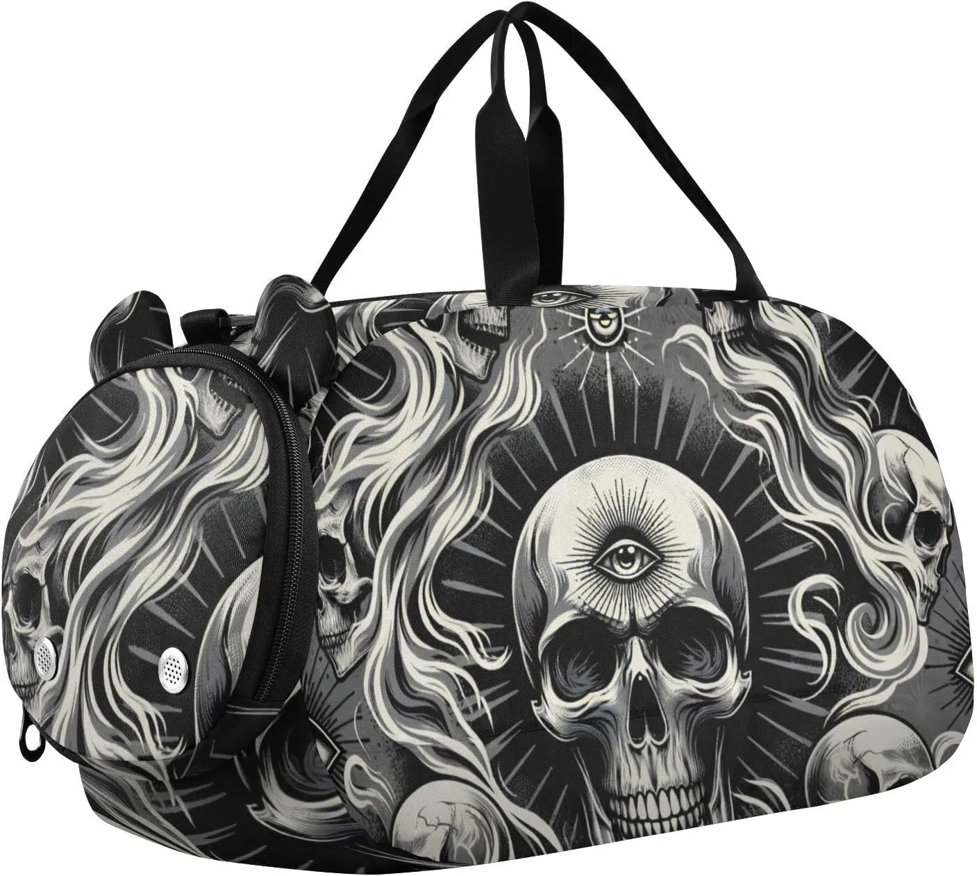 Abstract Skulls Tile Duffle Bag for Girl, Sports Duffle Gym Bags with Shoe Compartment, Personalized Overnight Bag Travel Weekender for Kids