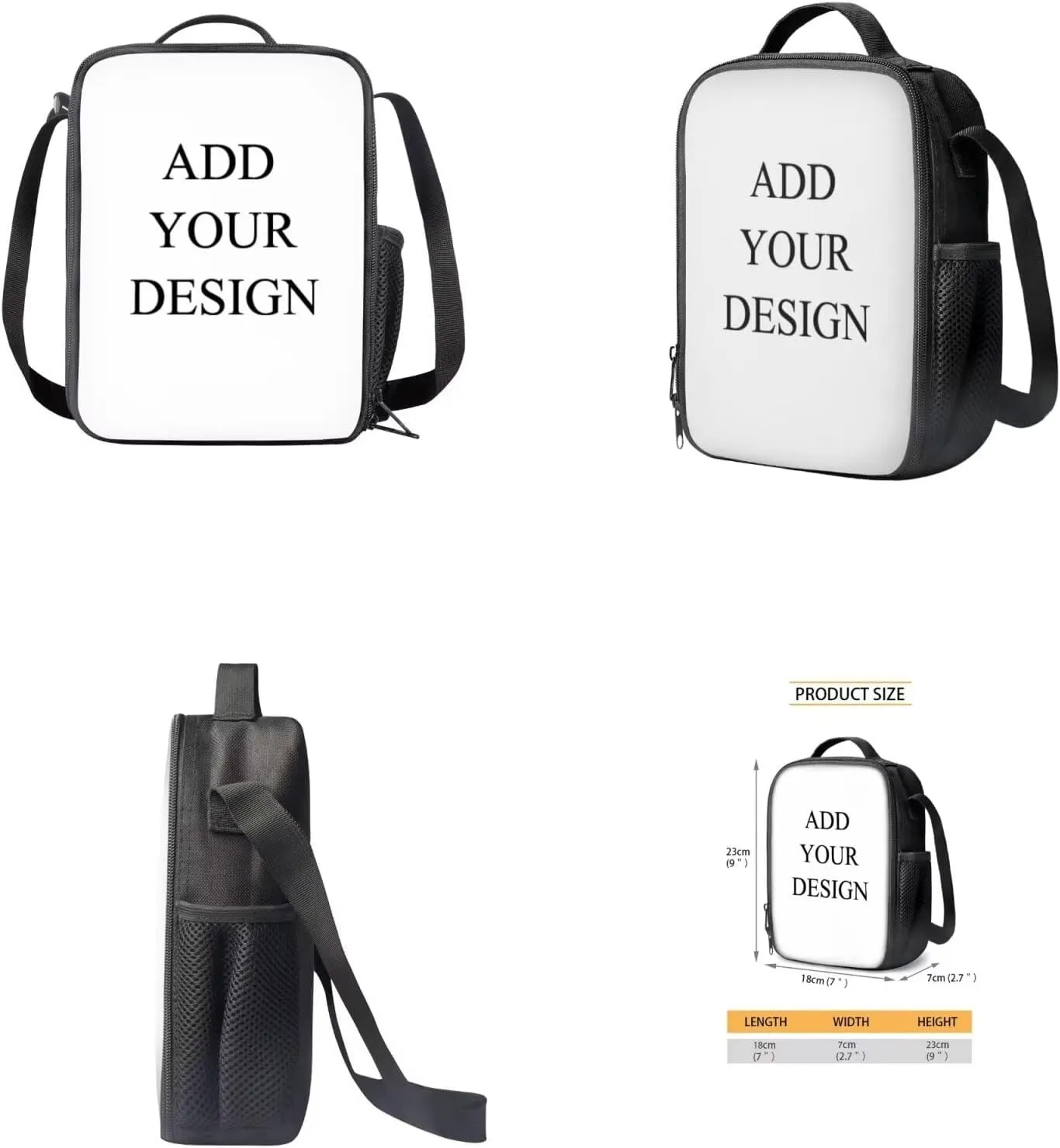 Add Your Design Backpack for Boys Girls Trendy School Backpack with Lunch Bag Pencil Case and Water Bottle Holder Kids Bookbag Daypack Novelty School Bags for Elementary Middle School