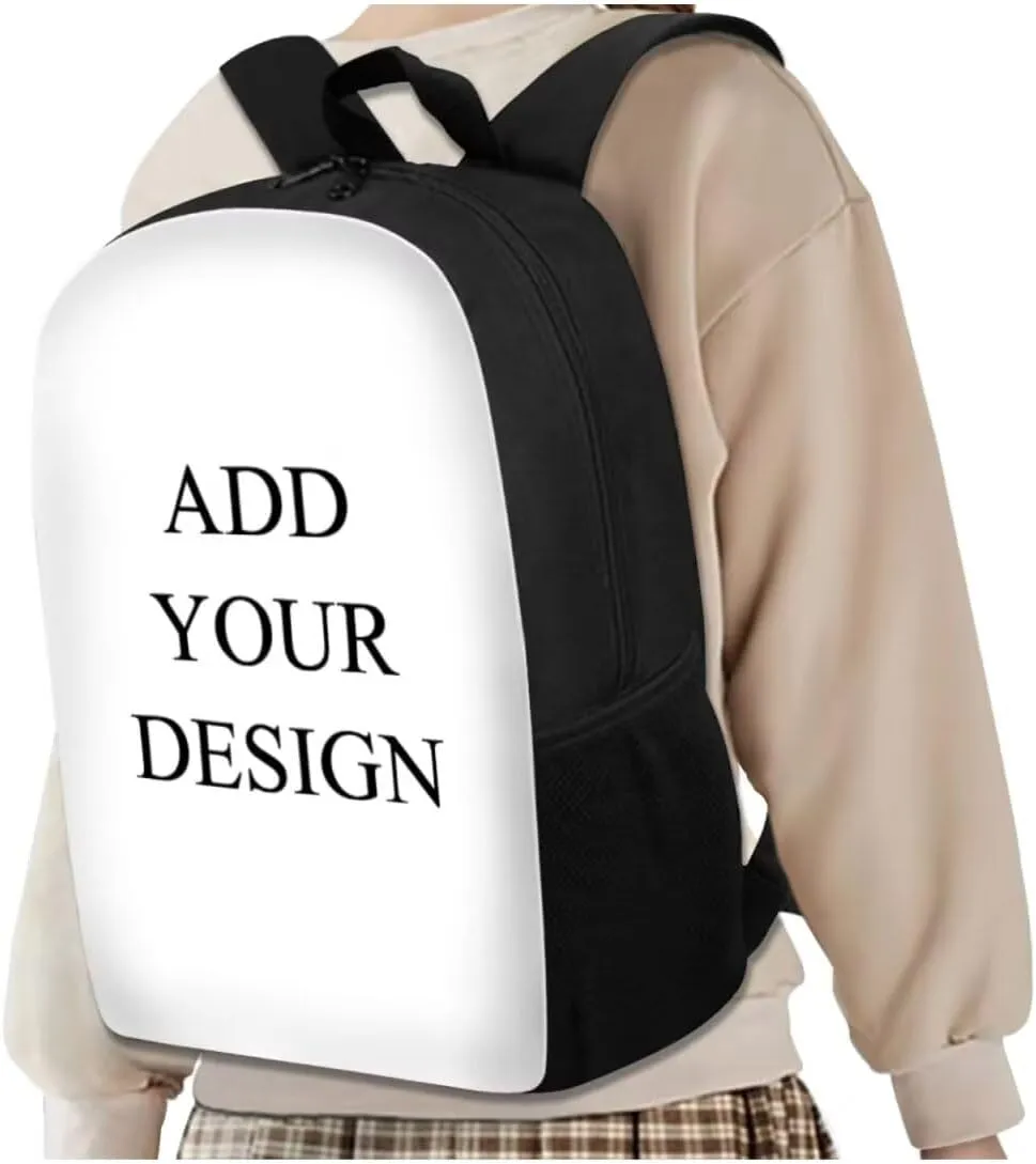 Add Your Design Backpack for Boys Girls Trendy School Backpack with Lunch Bag Pencil Case and Water Bottle Holder Kids Bookbag Daypack Novelty School Bags for Elementary Middle School