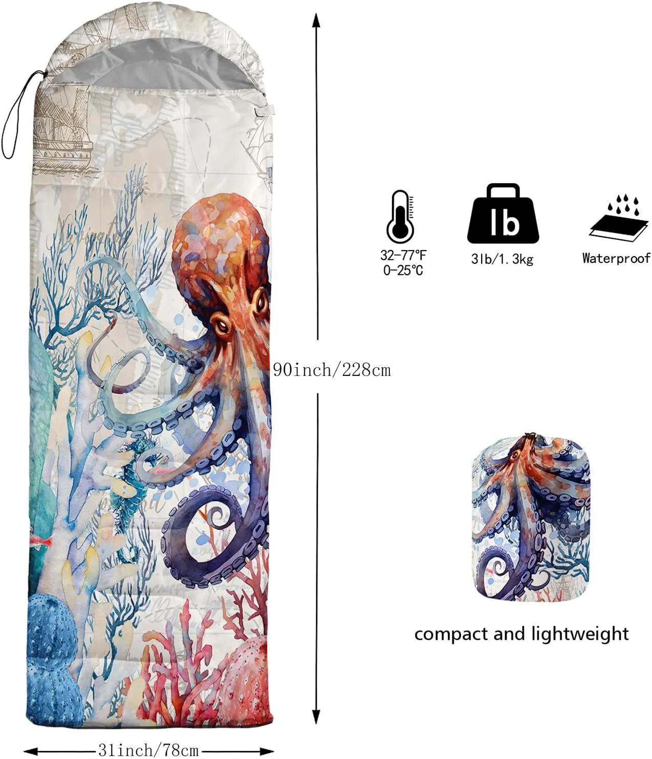 AILONEN Boys Extreme Sports Camping Sleeping Bags,Lightweight & Waterproof,3 Season Warm & Cool Weather,Dirt Bike Motocross Rider Themed Sleeping Bags,Travelling,Outdoors