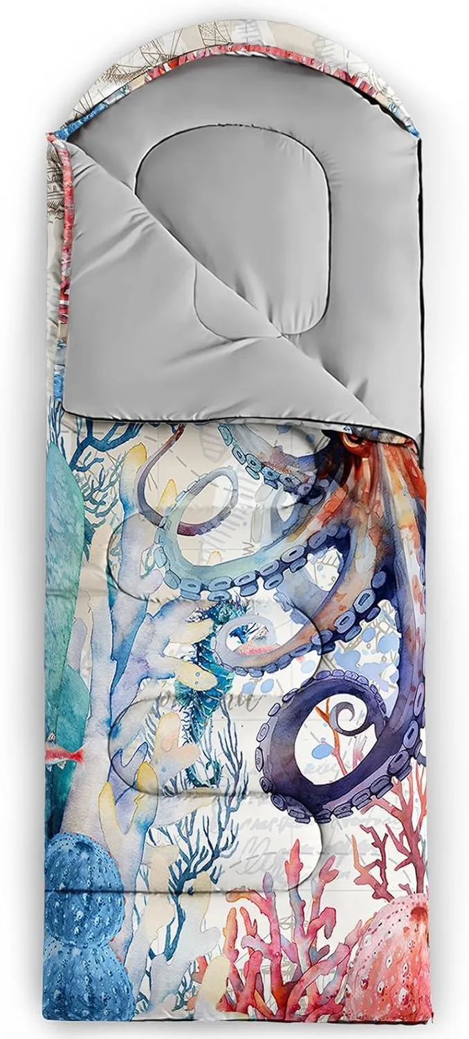 AILONEN Boys Extreme Sports Camping Sleeping Bags,Lightweight & Waterproof,3 Season Warm & Cool Weather,Dirt Bike Motocross Rider Themed Sleeping Bags,Travelling,Outdoors
