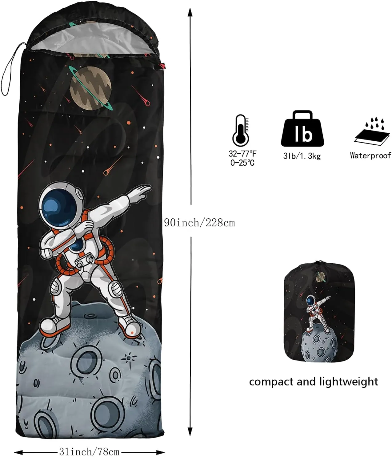 AILONEN Boys Extreme Sports Camping Sleeping Bags,Lightweight & Waterproof,3 Season Warm & Cool Weather,Dirt Bike Motocross Rider Themed Sleeping Bags,Travelling,Outdoors