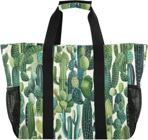 ALAZA Cacti Succulents Floral Tropical Waterproof Beach Tote Bags