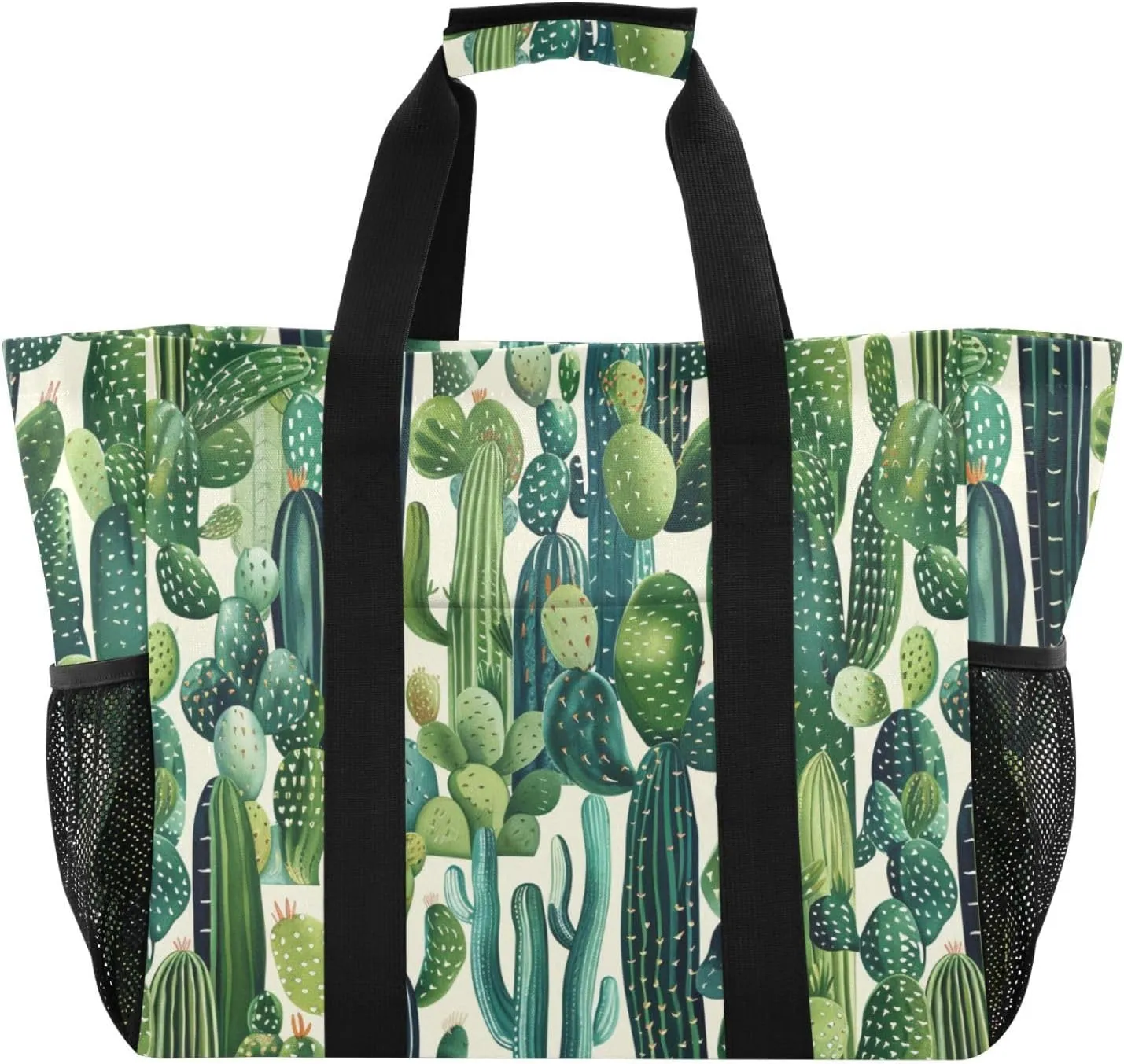 ALAZA Cacti Succulents Floral Tropical Waterproof Beach Tote Bags