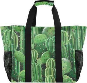 ALAZA Cacti Succulents Floral Tropical Waterproof Beach Tote Bags