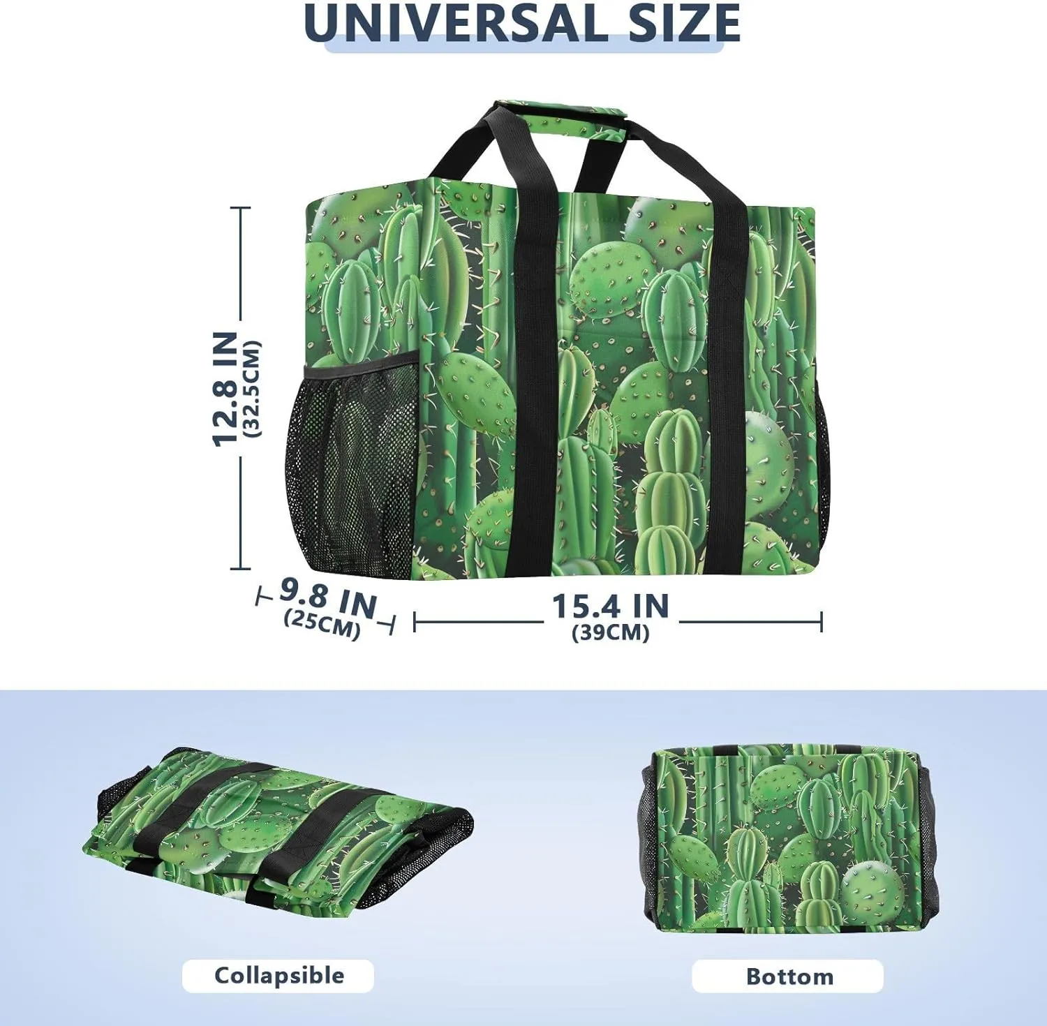 ALAZA Cacti Succulents Floral Tropical Waterproof Beach Tote Bags