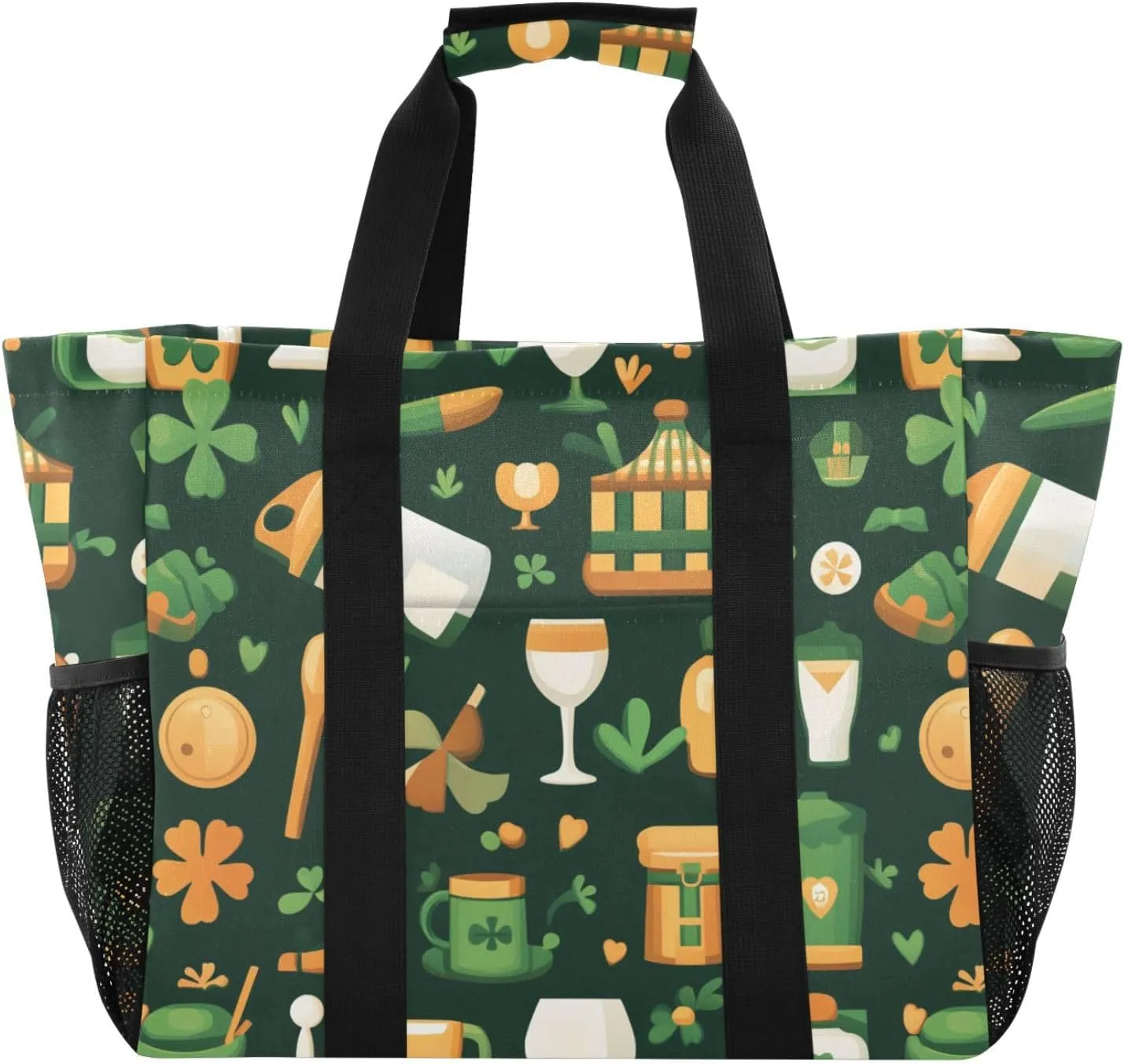 ALAZA Lemon Floral Butterfly Waterproof Beach Tote Bags
