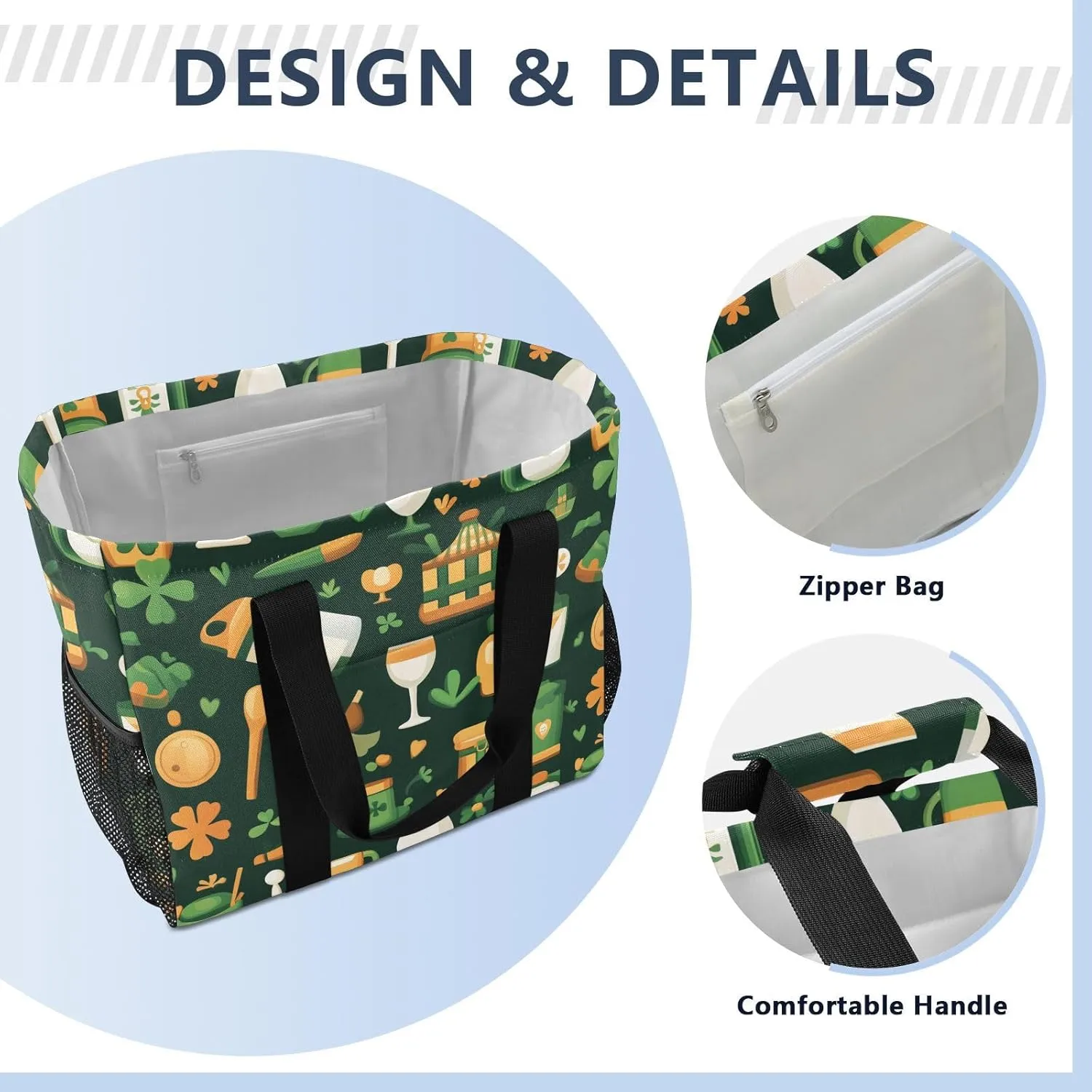 ALAZA Lemon Floral Butterfly Waterproof Beach Tote Bags